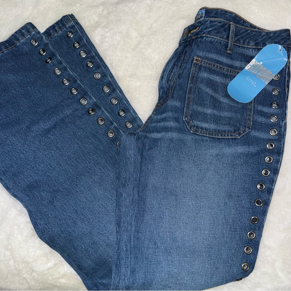 Vintage Jeans Low Rise Y2K Metal Cut Outs Detail